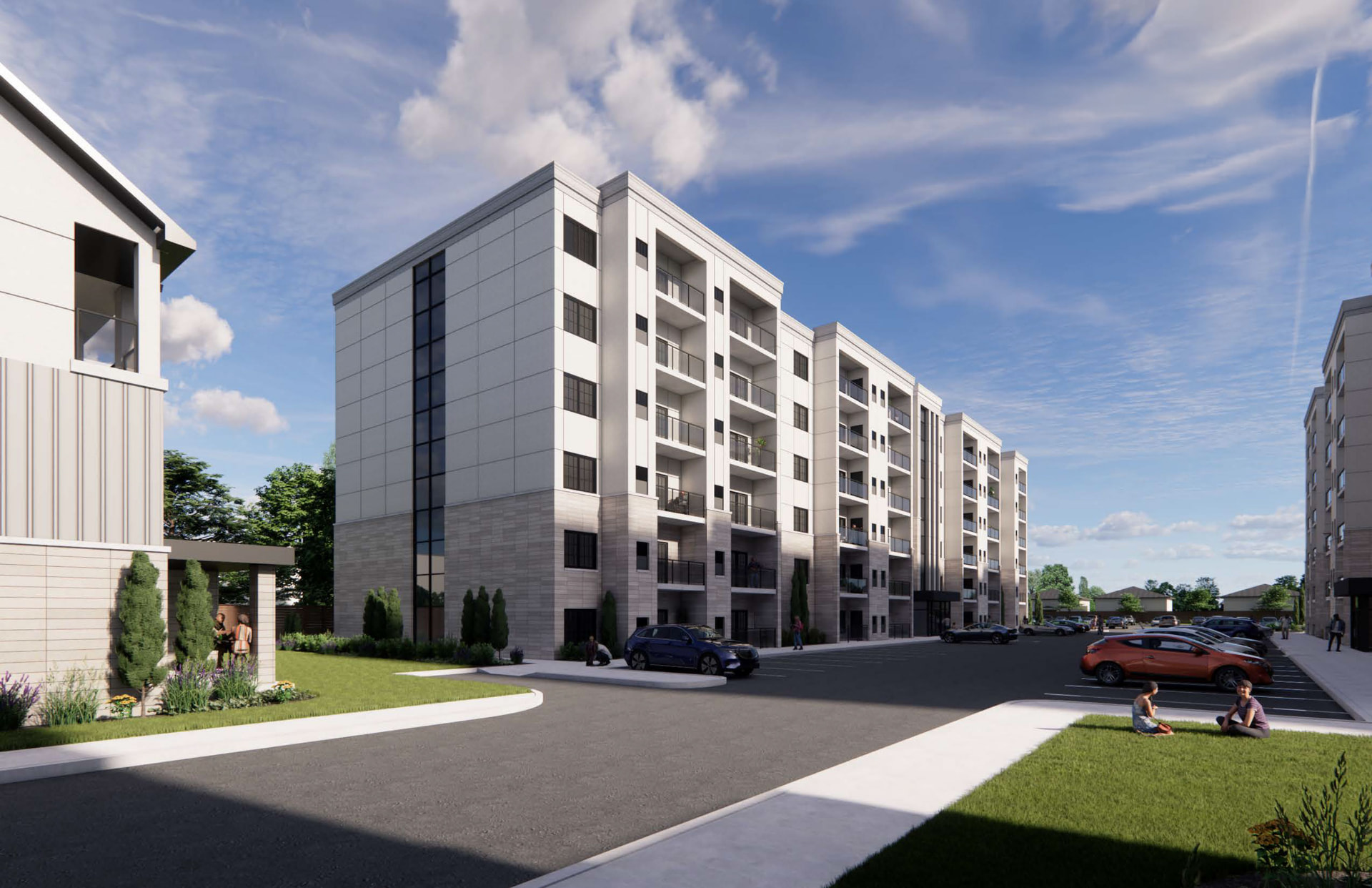 Rendering of the Astoria apartment residences and landscaped arrival court